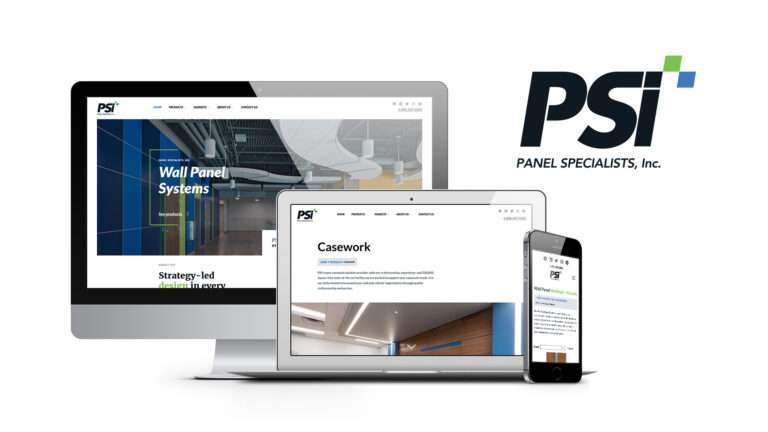 Panel Specialists PSI Rebrand logo and website mockup