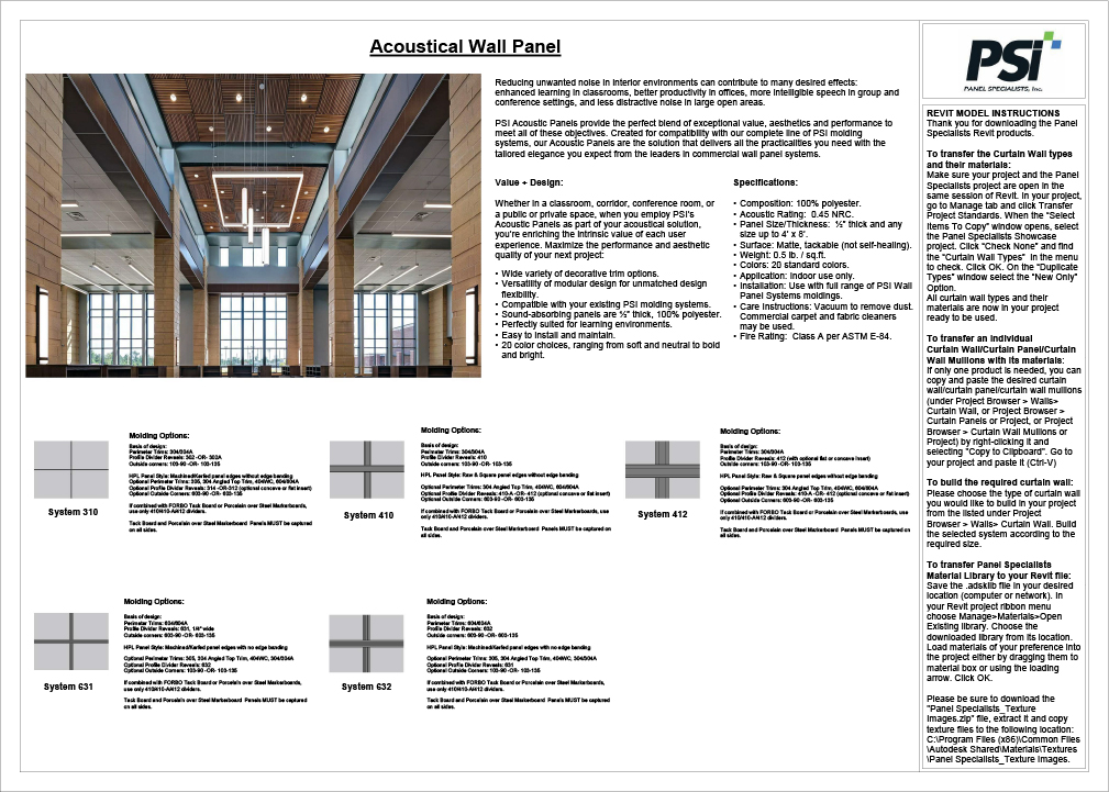 Revit Model Instructions – Acoustical Wall Panel