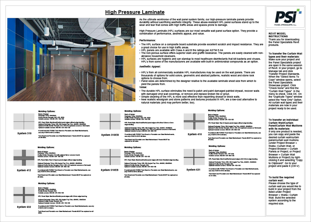 Revit Model Instructions – High Pressure Laminate