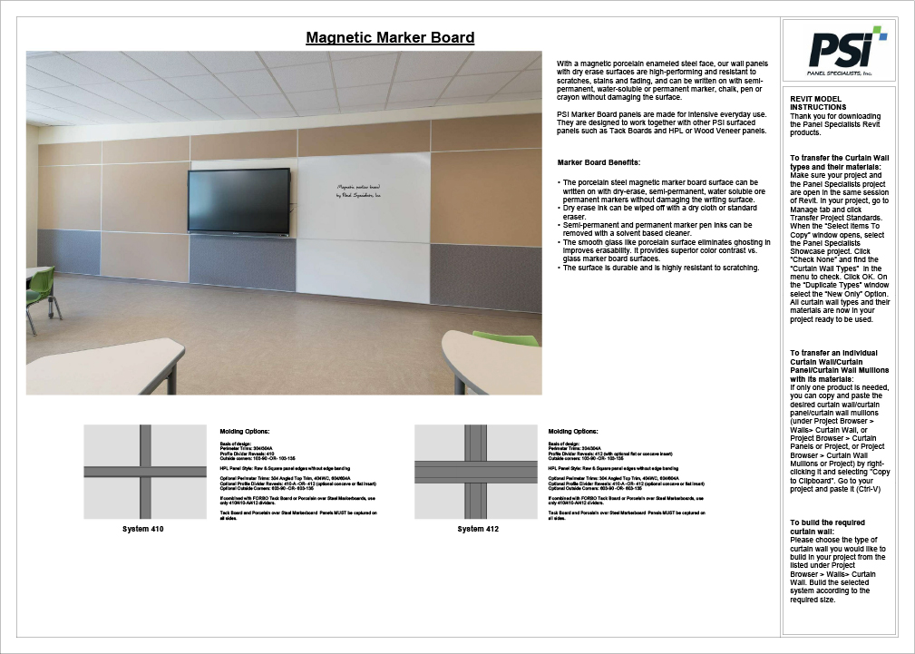 Revit Model Instructions – Marker Board Panel