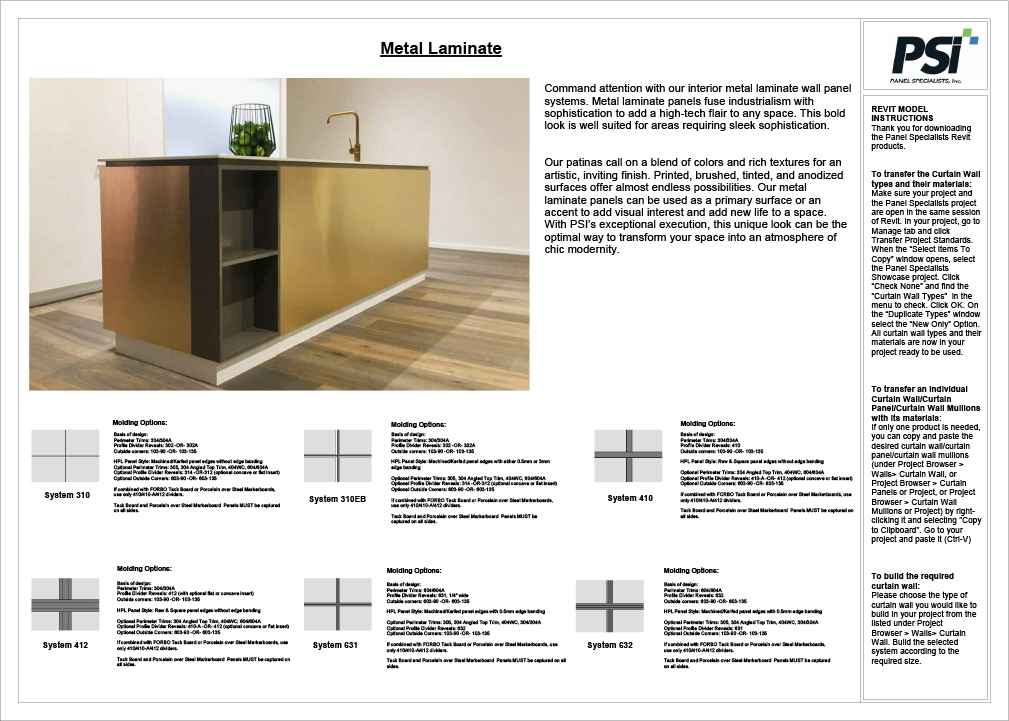 Revit Model Instructions – Metal Laminate