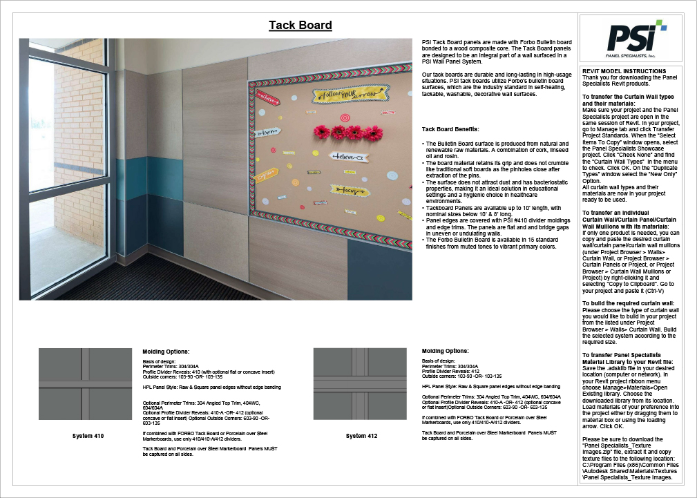 Revit Model Instructions – Tack Board